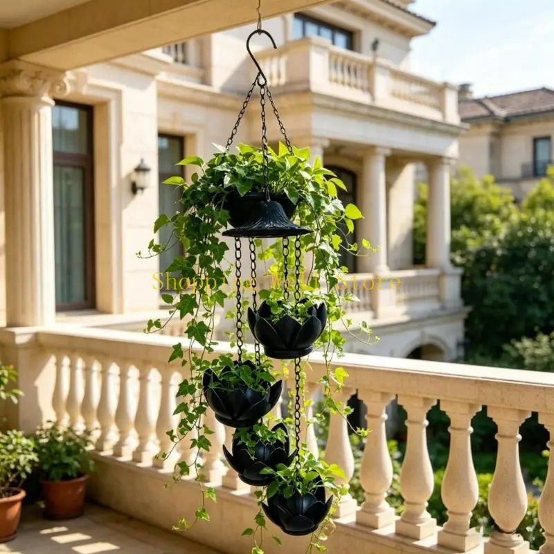 KX4B Iron Hanging Flower Pot  Replacement for Downspout Rainwater Catcher Chain