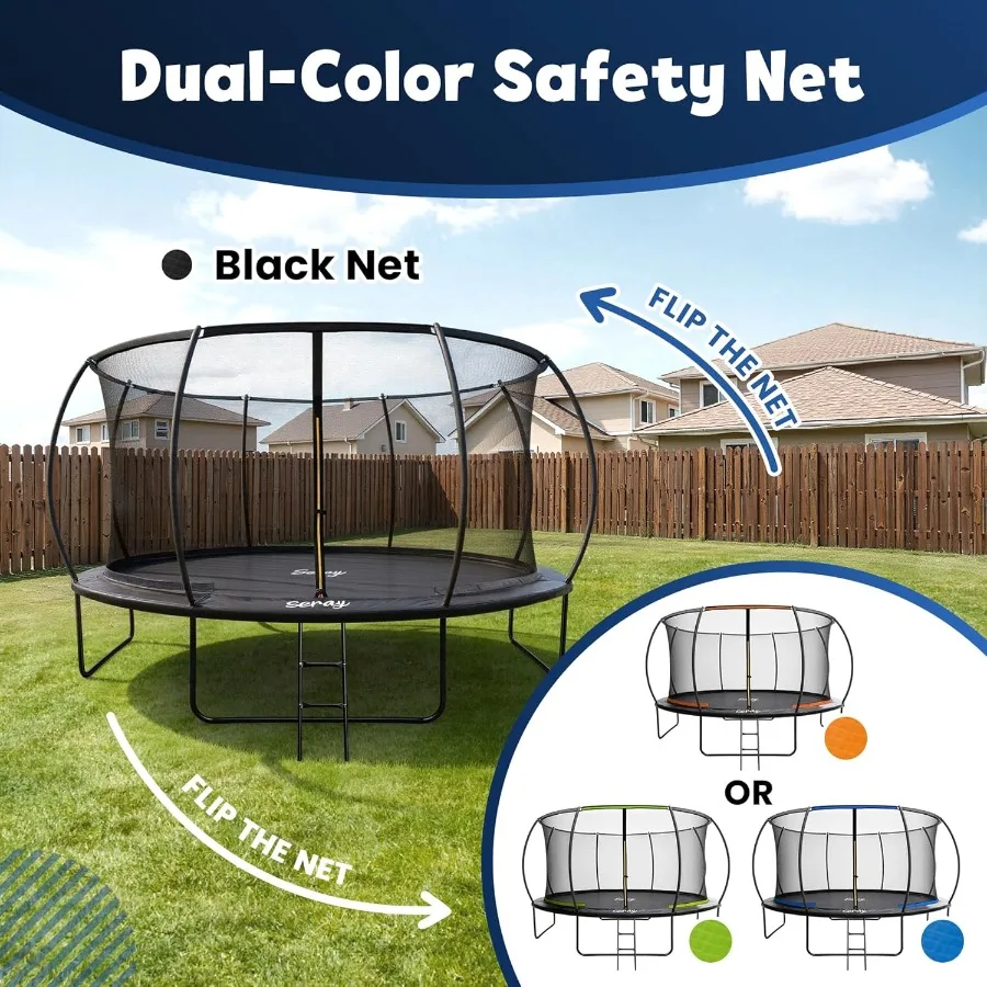 ترامبولين ترفيهي 10FT 12FT 14FT مع شبكة وسلم وطلاء مضاد للصدأ ترامبولين معتمد من ASTM في الهواء الطلق #3