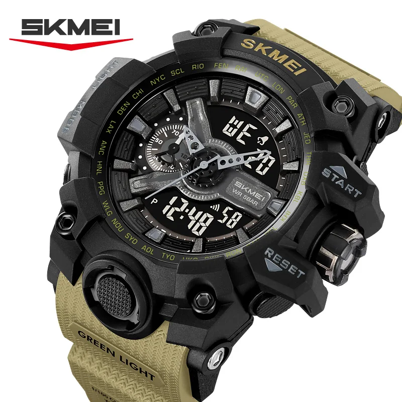

SKMEI 2396 Outdoor Sports Waterproof Dual Display Electronic Watch Waterproof Multi functional Alarm Clock Digital Watch reloj