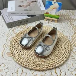 2026 Spring Autumn New Kids Shoes Childrens Bowknot Princess Shoes Girls Red Silver Comfortable Soft Sole Single Shoes 2-10T