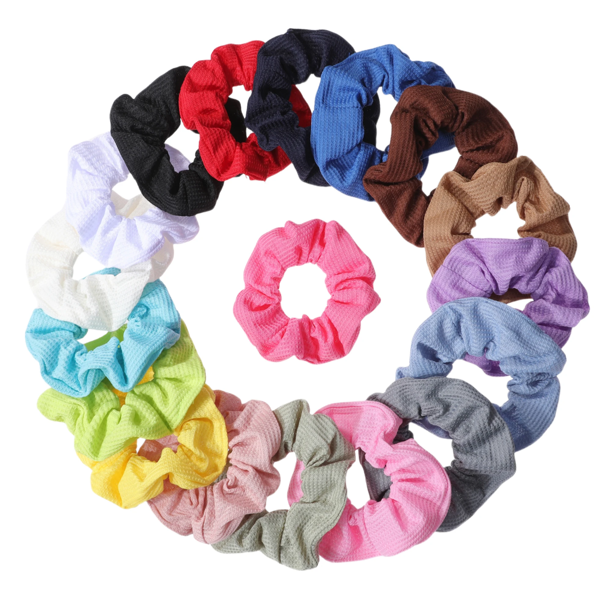 

6pcs/lot Candy Color Scrunchies Elastic Hair Band Women Girls Ponytail Holder Rubber Accessories Waffle fabric