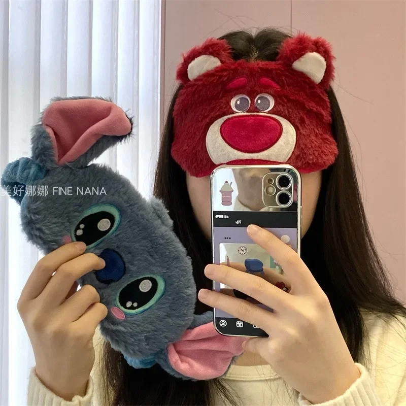 Cartoon Stitch Lotso Eyeshade Lovely Plush Travel Blackout Eye Patch Cute Sleeping Blindfold For Girl Gifts