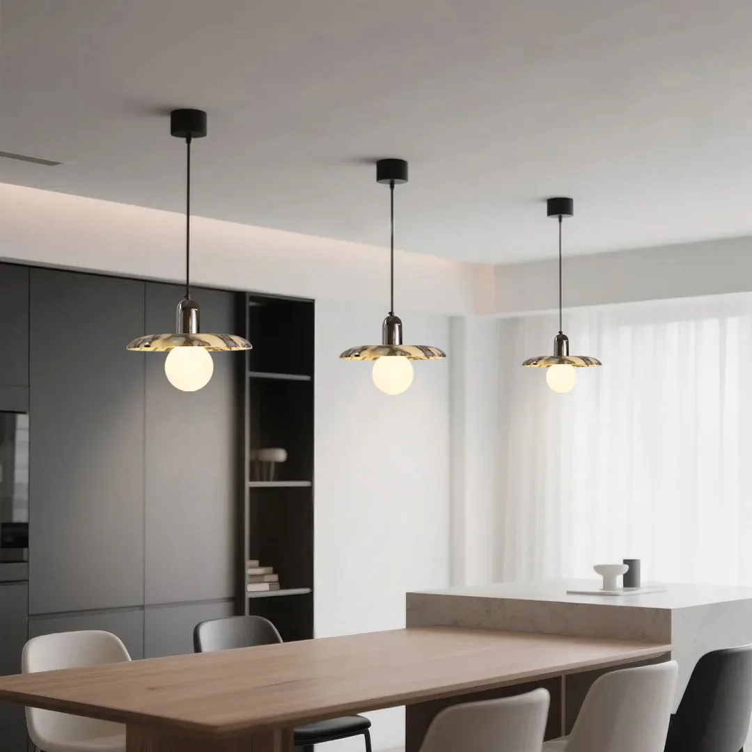 

Черный круглый подвесной светильник из натурального камня, высококачественная светодиодная люстра для спальни, прикроватная лампа, декоративное освещение для гостиной, домашние подвесные светильники