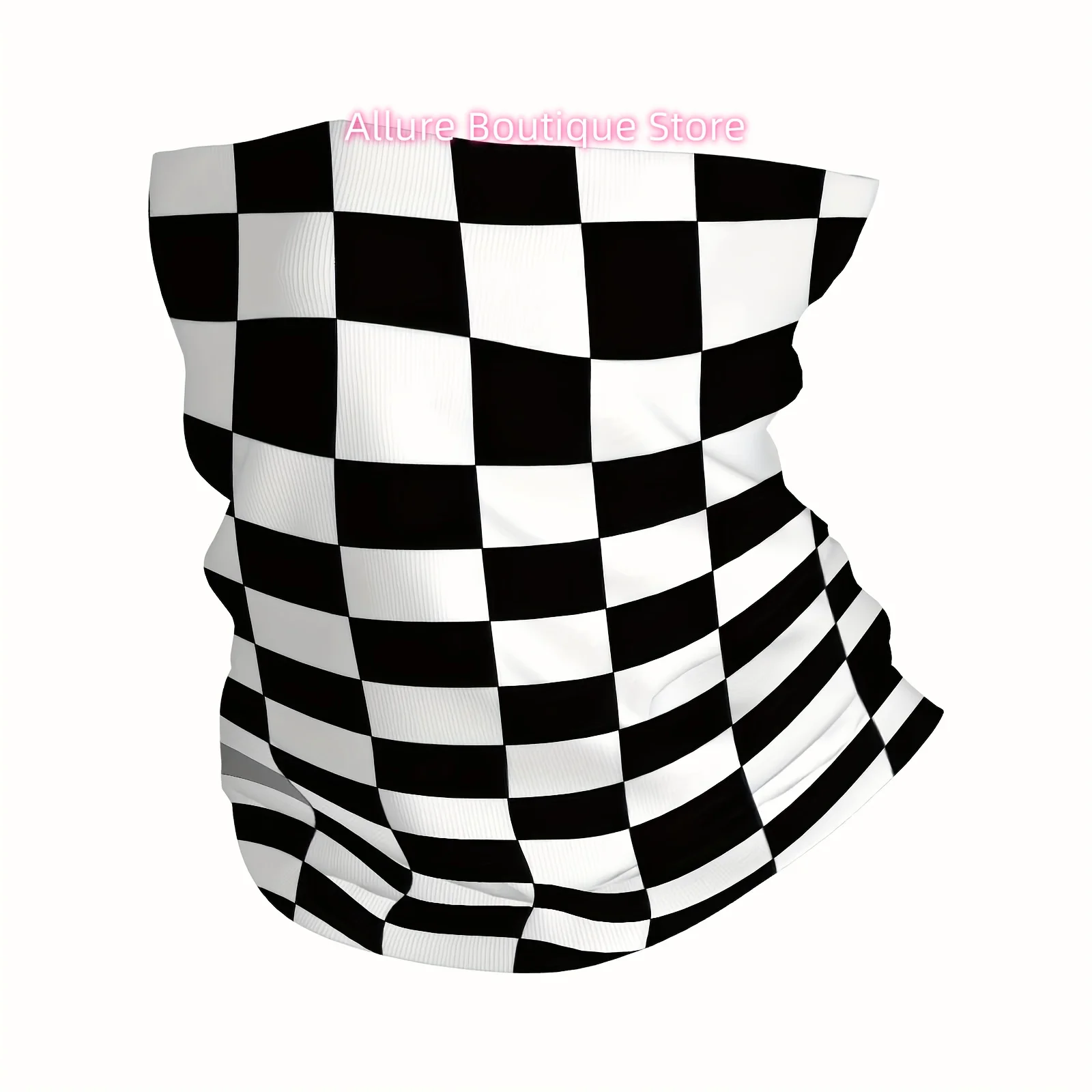 Checkered Pattern, Visual Distortion, Black And White Multi Functional Print Scarf Men Women Unsix Mask Neck Mask Suitable Outdo