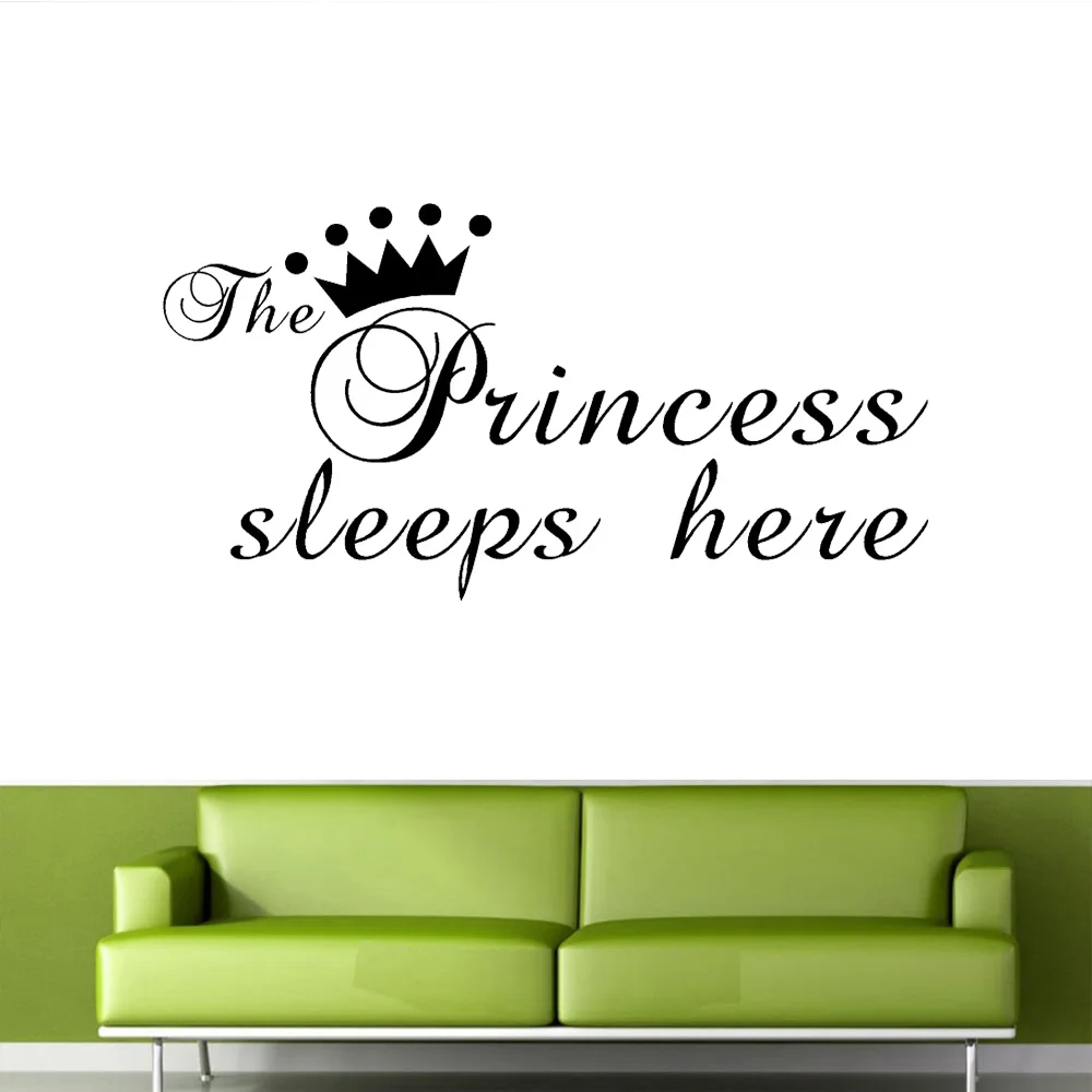 The Princess Wall Sticker Sleeps Here Wall Art Decals Living Room Decorative Stickers Wallpaper Quote Size 30x57cm