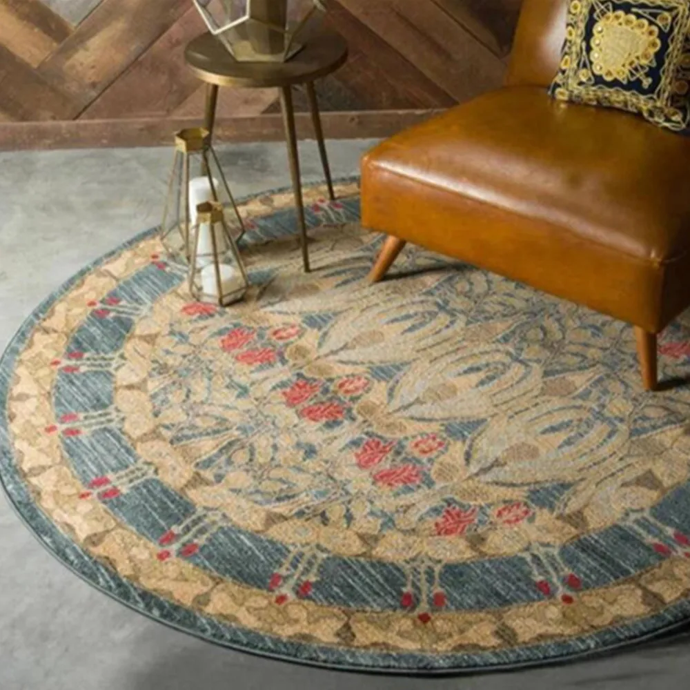 Nordic Retro Ethnic Jacquard Mandala Round Mat Flower Nordic Printed Round Carpet For Livingroom Kids Room Large Area Rug Ho