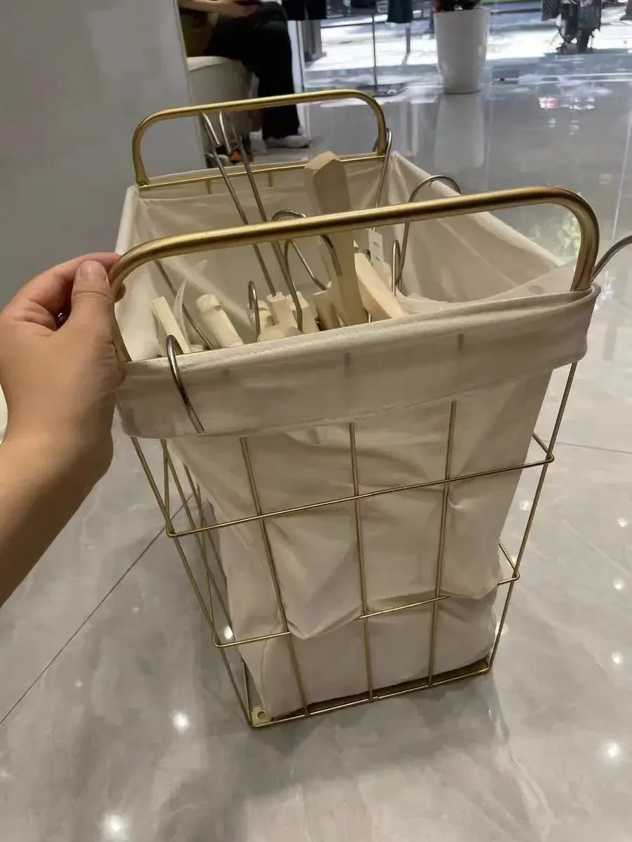 

For Lining Dirty Laundry Basket, Baskets for Bedroom,Iron Home Sundries Storage Organizer, Toy Organizer, Metal Wheels Basket