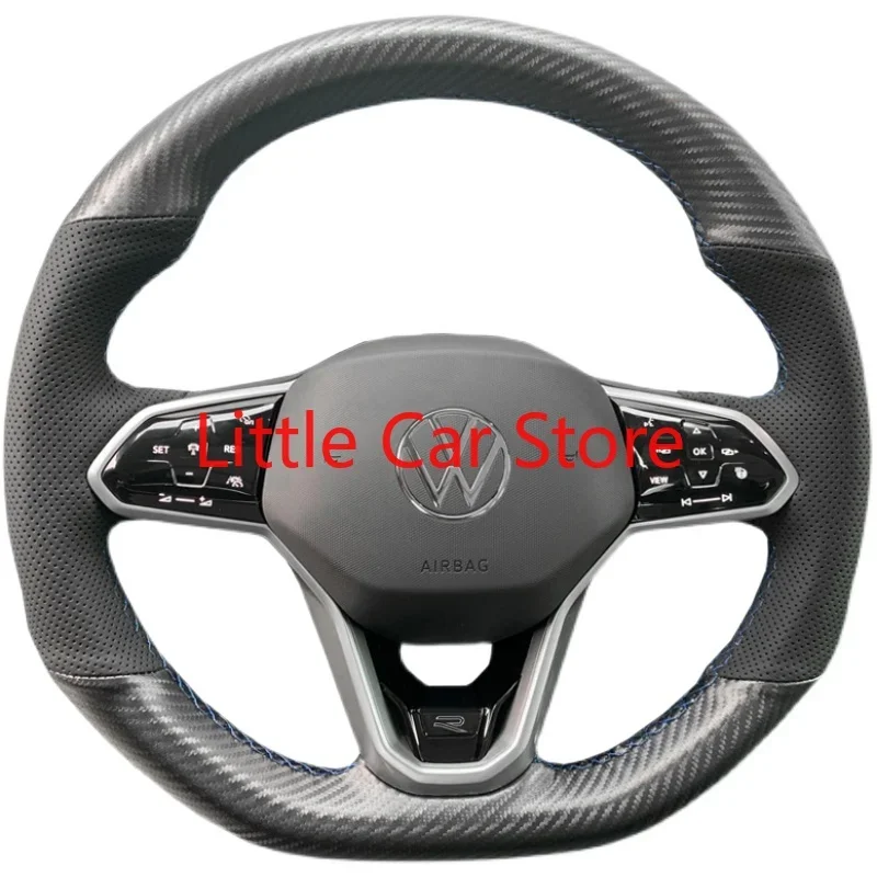 For Volkswagen Golf 8 rline Passat CC Teramont Tiguan L ID4 2021 DIY Black Leather Steering Wheel Cover Car Interior Accessories