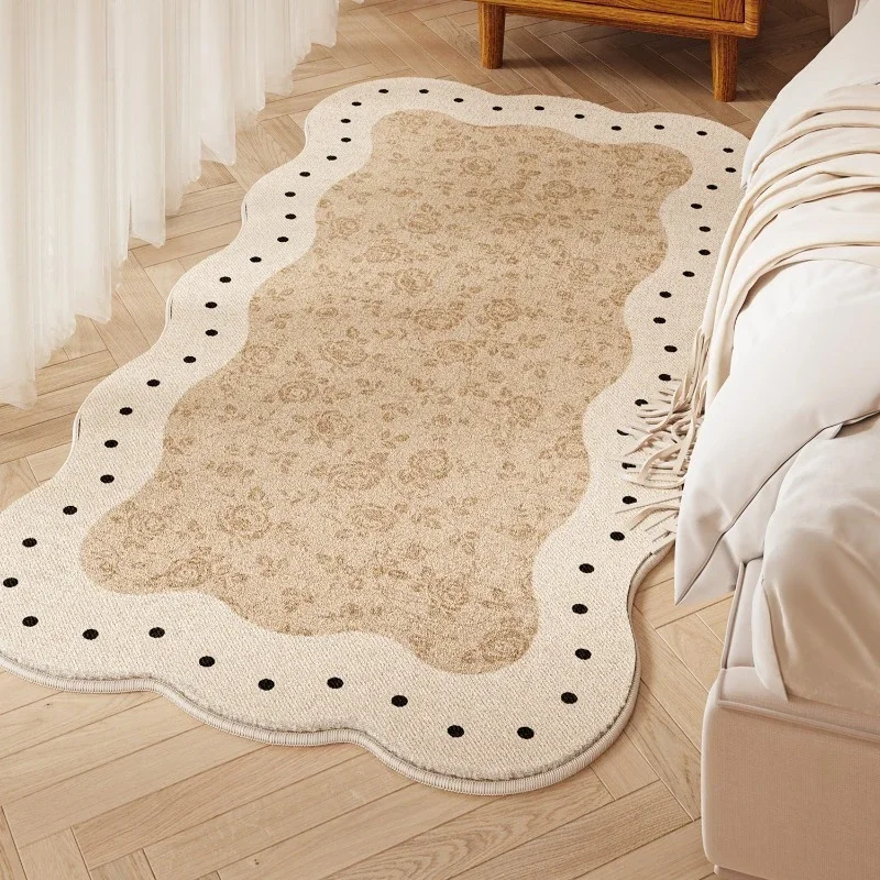 Cream Style Carpets for Living Room Thick Plush Bedroom Decor Carpet Fluffy Soft Bedside Floor Mat Irregular Shape Washable Rug