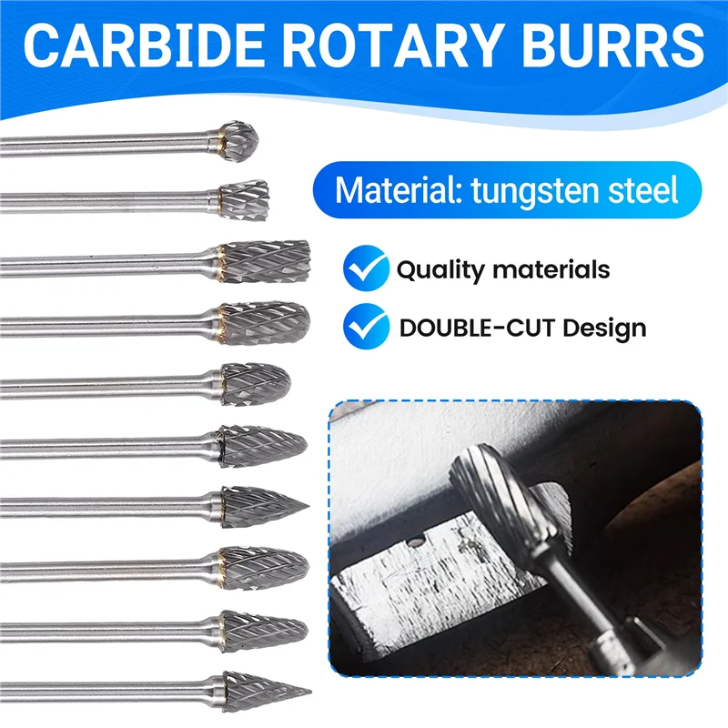 

-AA95 Набор твердосплавных фрез с двойной резкой, 20 шт., шлифовальные насадки с хвостовиком 1/8 дюйма, режущие заусенцы из карбида вольфрама для обработки древесины