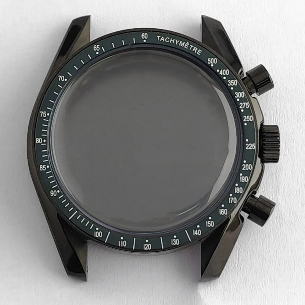 ساعة VK63 هيكل أسود/فضي 39.7 ملم حافظة من الفولاذ المقاوم للصدأ مناسبة لعلبة حركة VK63vk63A حزام 20 ملم