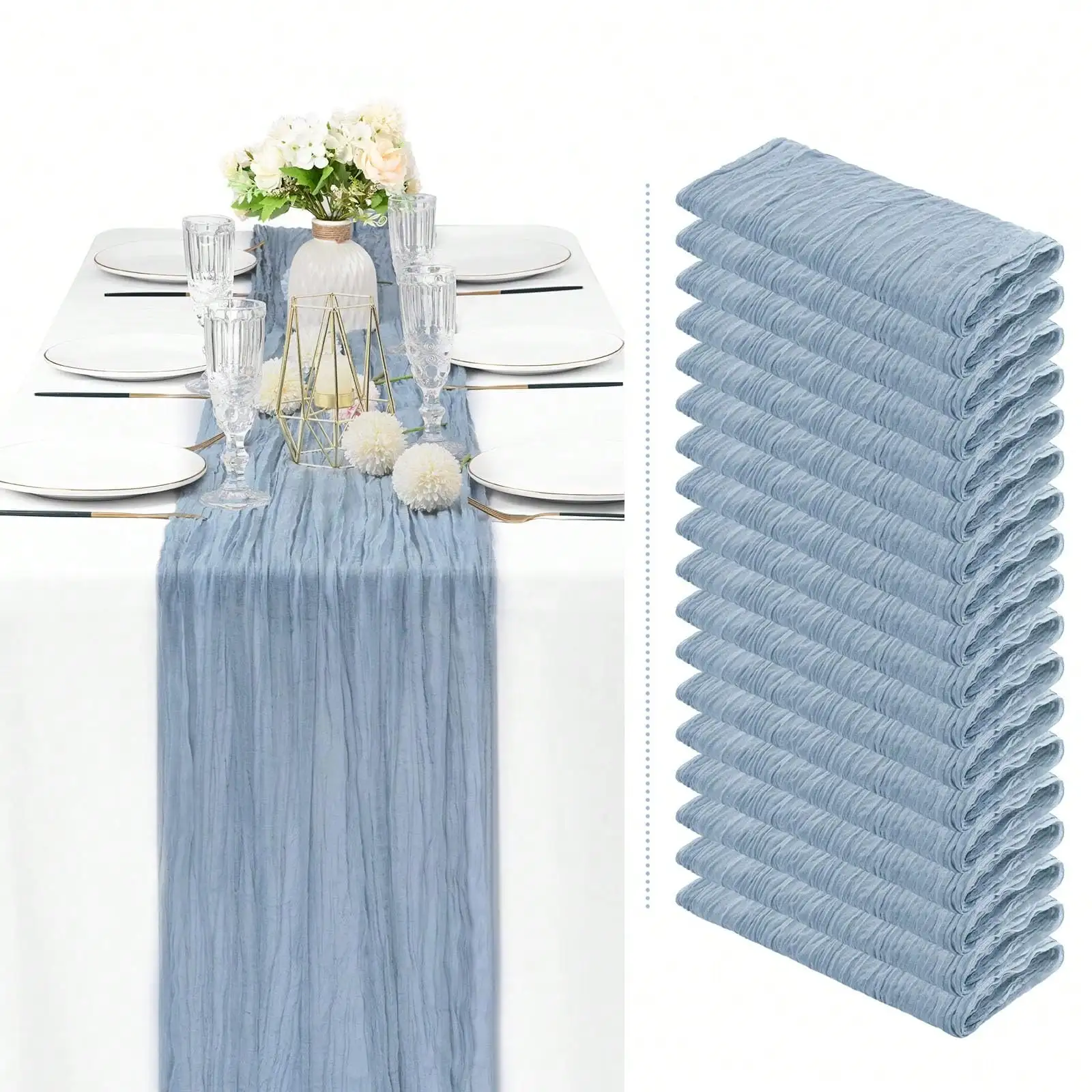 

Pack Cheesecloth Table Runner Gauze Table Runner 10FT Long Semi-Sheer Table Runner Boho Or Rustic Wedding Table De