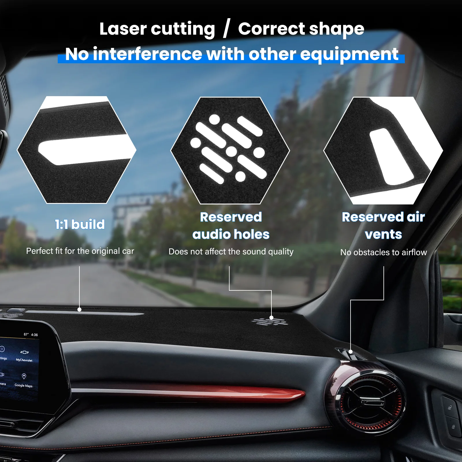 Dashboard Cover Mat for Chevrolet Equinox 2025 2026 Accessories Dash Cover Dash Mat Sunshade Glare UV Rays Protector Interior view 6