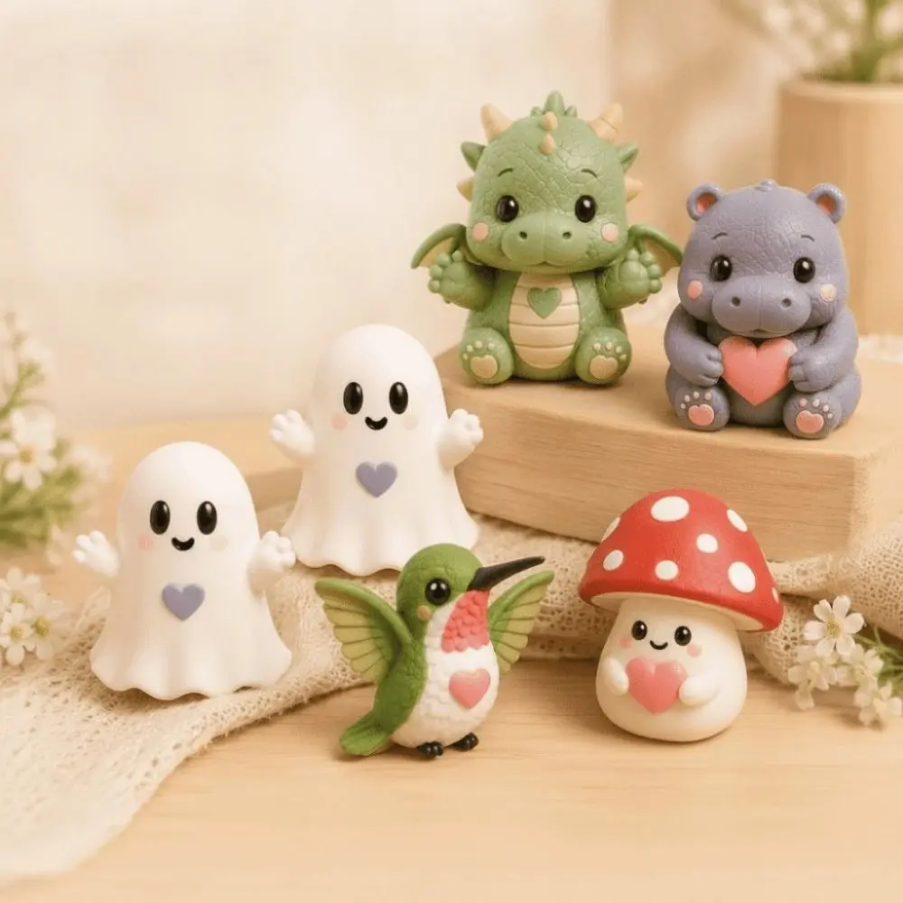 Cute Plastic Animal Ornaments Resin Inspirational Card Pocket Hug Gifts Pocket-Sized Mini Animal Figurine Long Distance Keepsake
