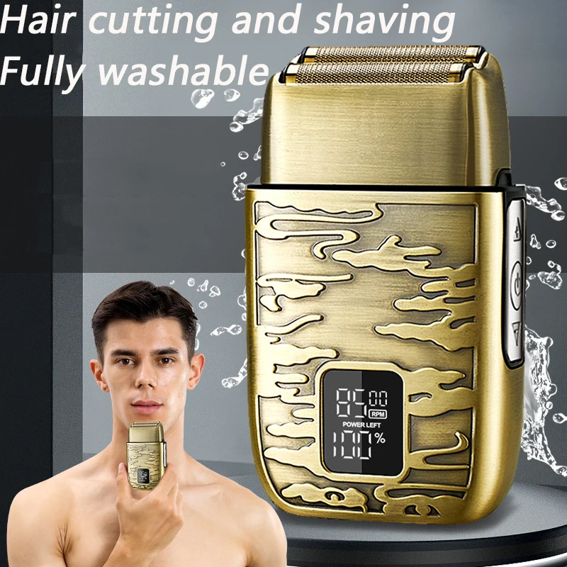 New Electric Shaver Professional Beard Trimmer Razor Portable Shaver For Men Reciprocating Shaving Blade USB Charge LCD Display