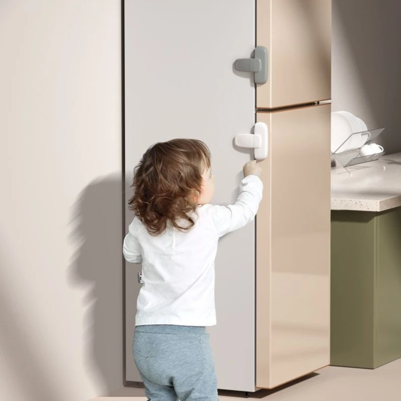 

Child Safety Lock Multi-Function Refrigerator Door Lock Anti-Pinching Protection Clip Child Safety Product Gray 1 piece