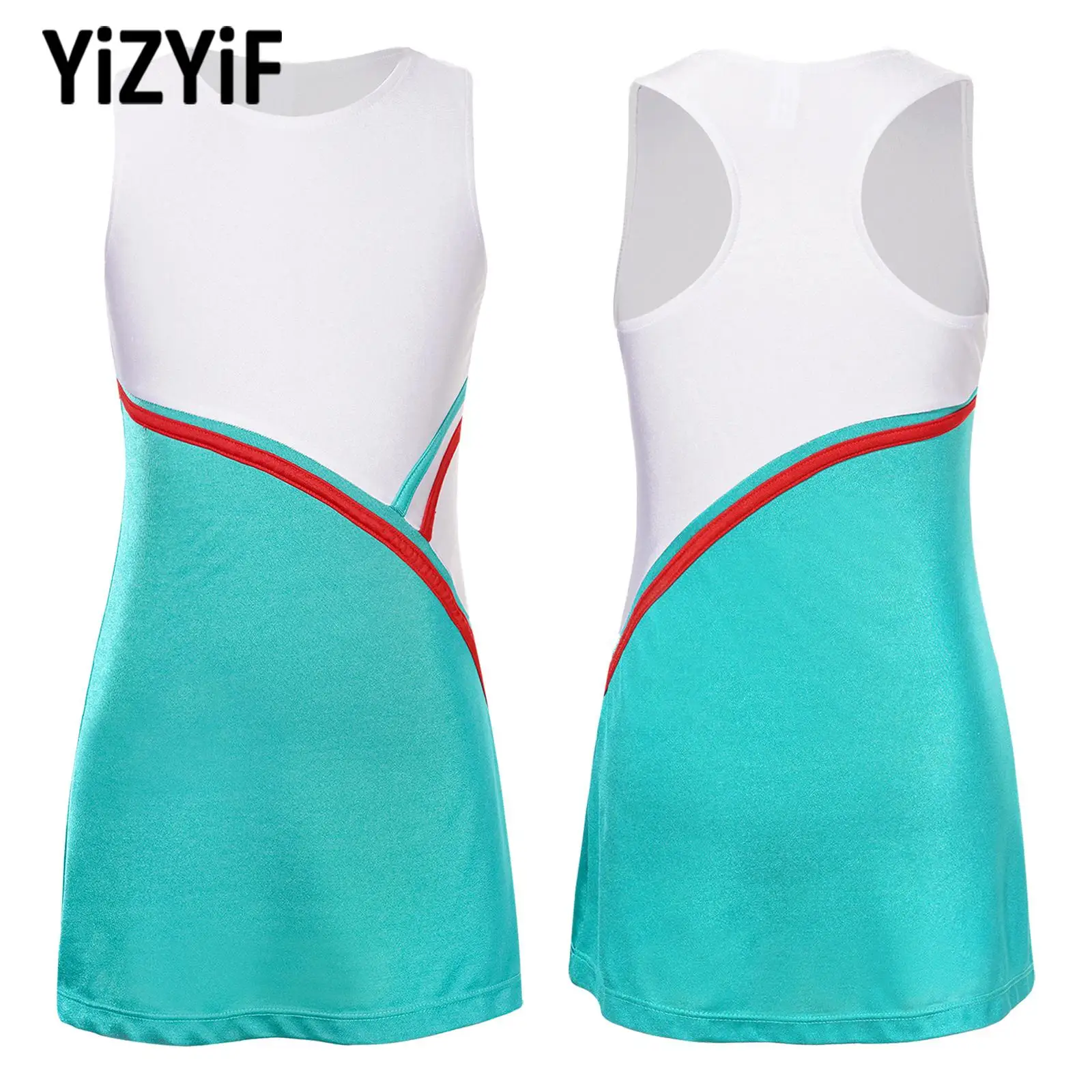 Kids Girls Tennis Golf Sport Sundress Summer Yoga Outdoor Sport Sleeveless Dress for Tennis Golf Badminton Cheerleading Dance