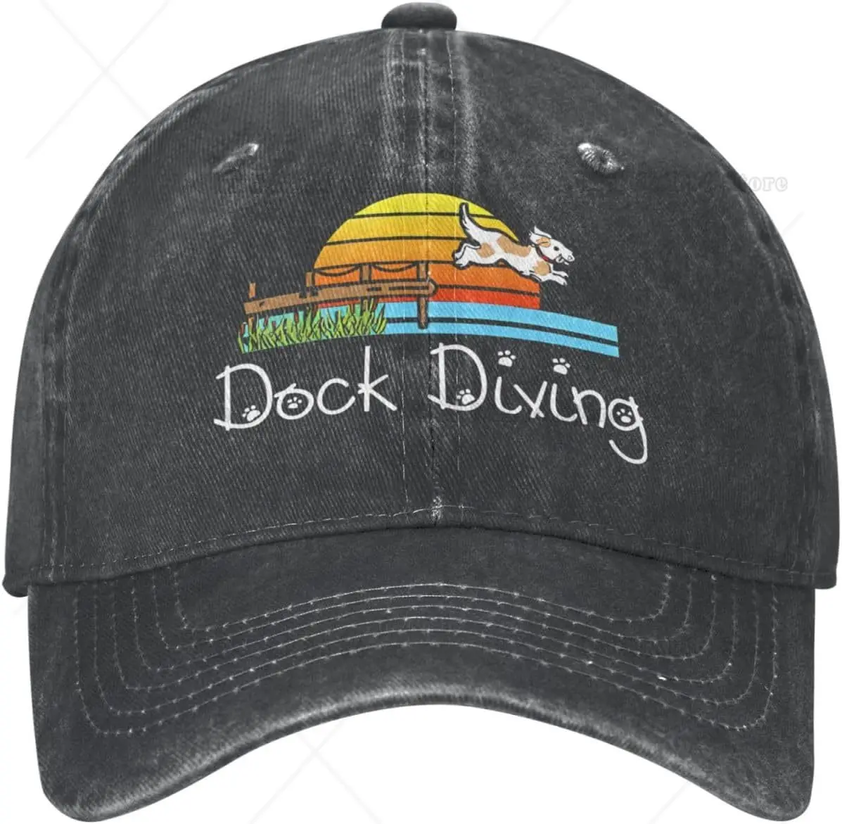 Vintage Trucker Dad Hat Dog Dock Diving Denim Baseball Cap Funny Cowboy Hat Baseball Cap Unisex