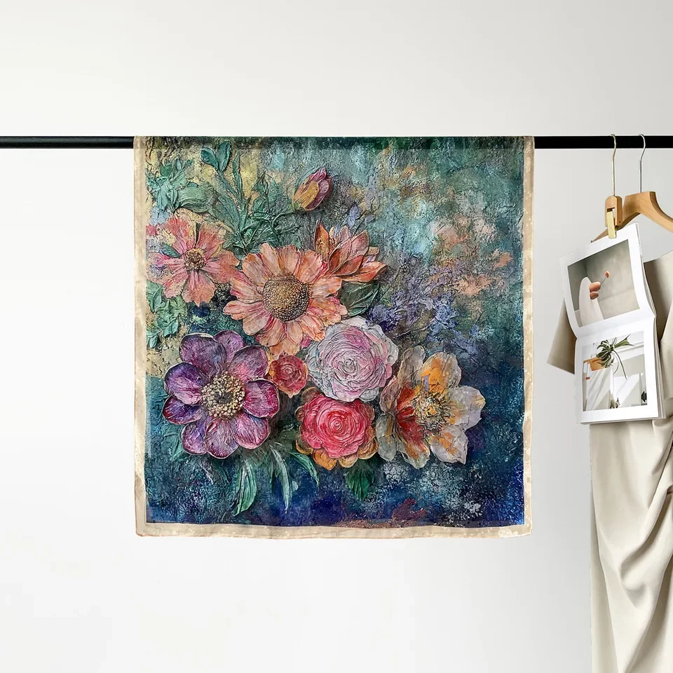 2025 ربيع جديد وشاح طويل للنساء السفر وشاح طويل الساتان الجوف طباعة شال واقية من الشمس وشاح وشاح شال بالجملة #6