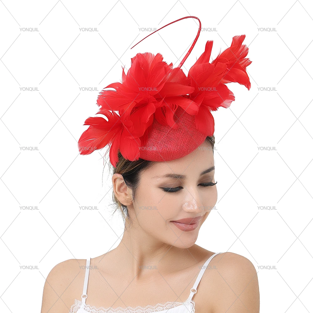 Women's High-Quality Sinamay Fascinator Hat Clip Church Cocktail Wedding Bride Hair Accessory Party Fedora Cap