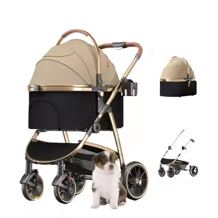 

Four-wheel Aluminum Frame Pet Stroller for Carrying and Traveling Pets