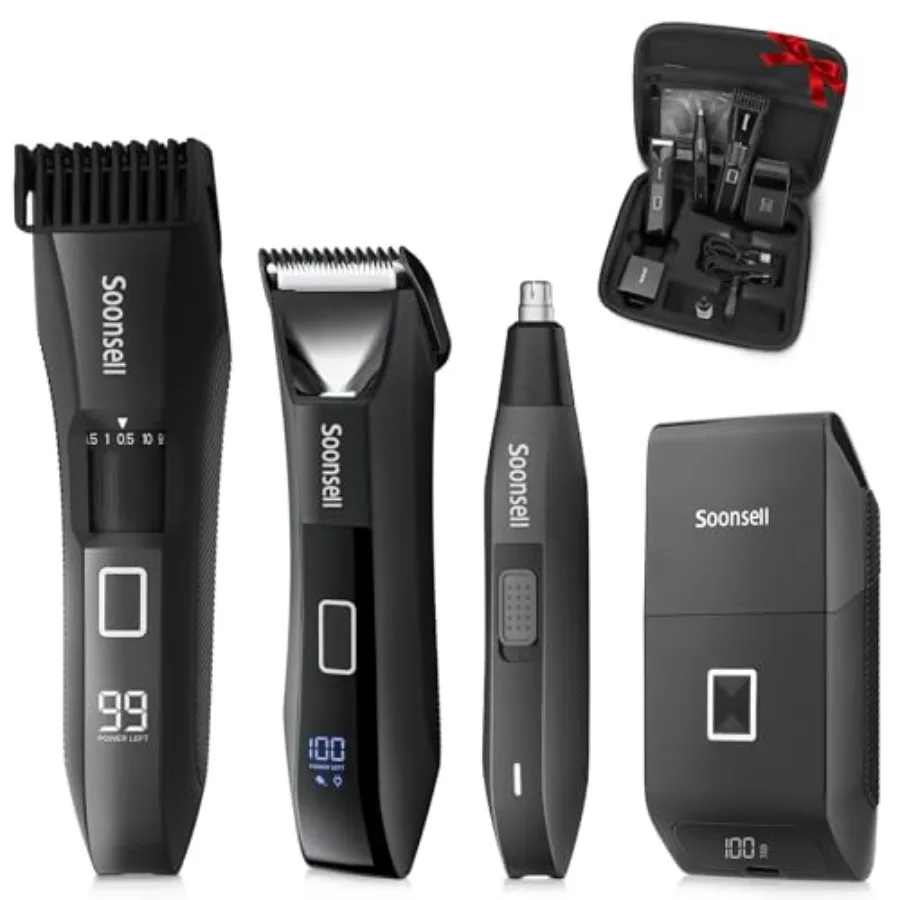 

Триммер для бороды для мужчин, триммер для паха и тела, электробритва, машинки для стрижки волос в носу и ушах, 4 в 1, мужской набор для ухода за волосами Waterpro