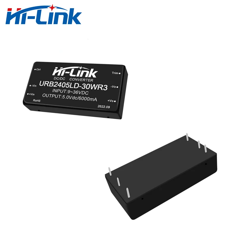 Hi-Link 5V 6A Output DC DC Step Down Converter 9-36V Input URB2405LD-30WR3 91% Efficiency Isolated DCDC Power Supply Module