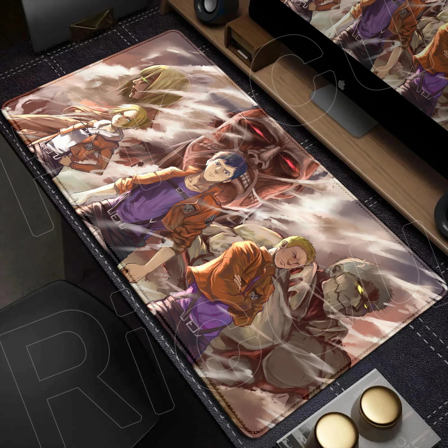 Large Computer Gaming Mousepad Anime Laptop Keyboard Carpet XXL Attack on Titan Stitch Edge Mouse Pad Non-slip Durable Table Mat