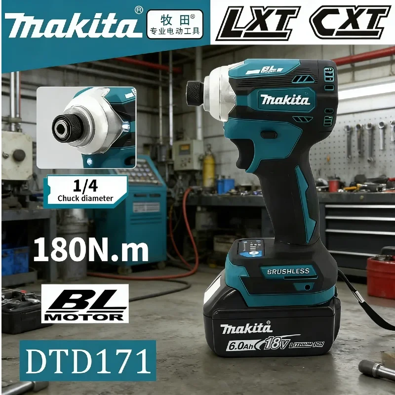 

Ударный шуруповерт Makita DTD173 Blue Brushless, литий-ионный, многофункциональный, портативный электроинструмент с насадками для сверления, 18В