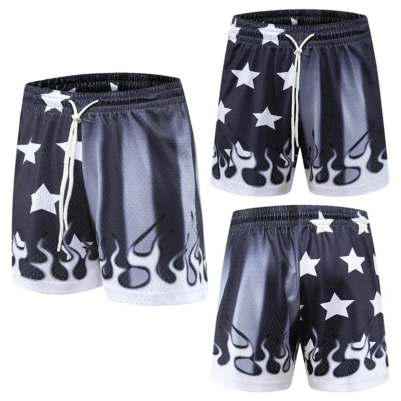 Men's Basketball Shorts, Breathable Mesh Quick Drying Tie Dyed Sports Pants, Casual and Fashionable Summer Capris