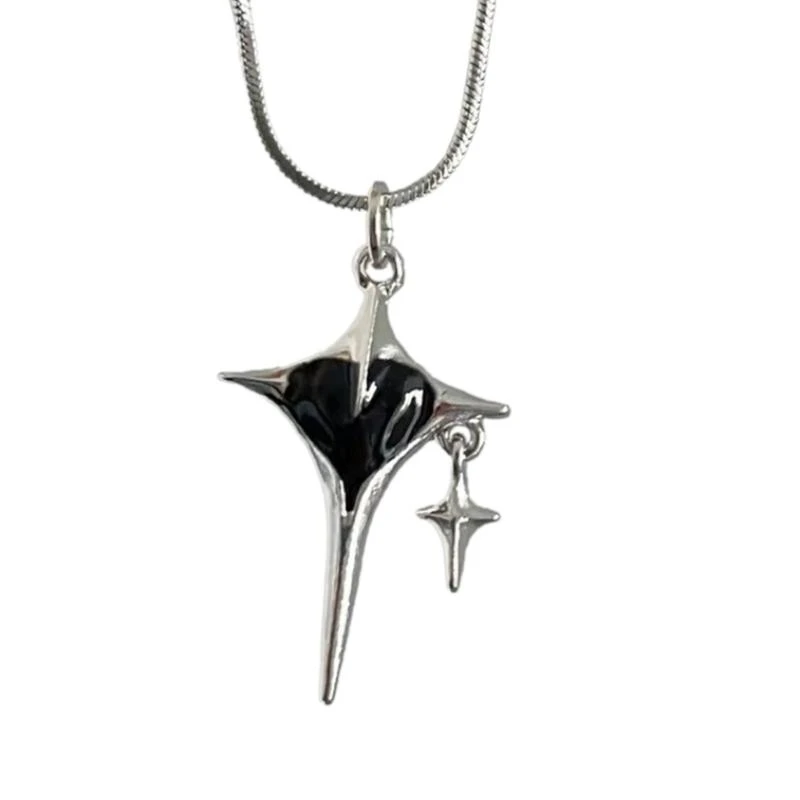 F92D Adjustable Length Clavicle Chain Accessories Kpop Vintage Punk Necklace with Star Heart Pendant Birthday Gifts