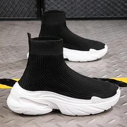 Men's Hig Tops Flying Weaving Shoes Popular Comfortable Mens Casual Shoe Light Outdoor Athletic Sneaker for Men Trendy Sock Shoe