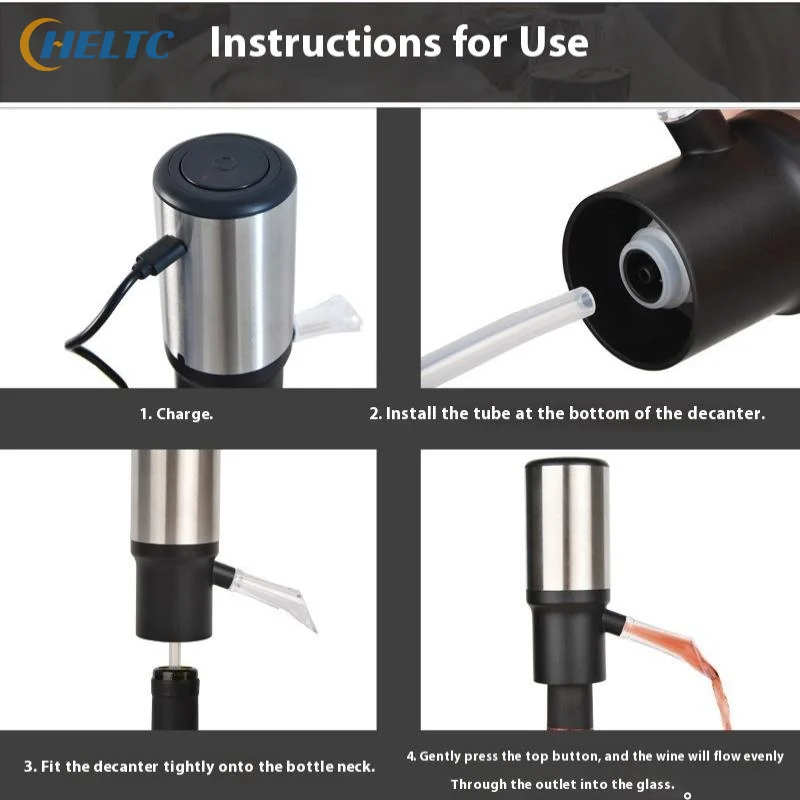 Elektryczny dekantator do wina USB, inteligentny dekantator do czerwonego wina, łatwy w czyszczeniu, pneumatyczny elektryczny dekantator, kreatywny dozownik do wina.