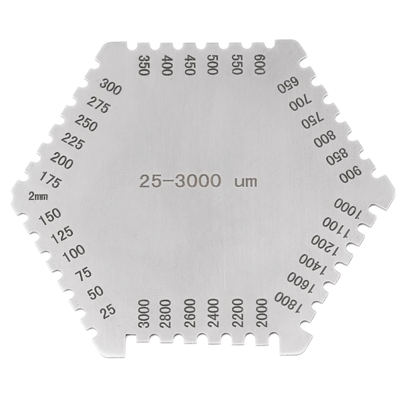 High-precision Stainless Steel Hexagonal Wet Film Comb Industrial 25-3000um Paint Wet Film Thickness Gauge with Scale