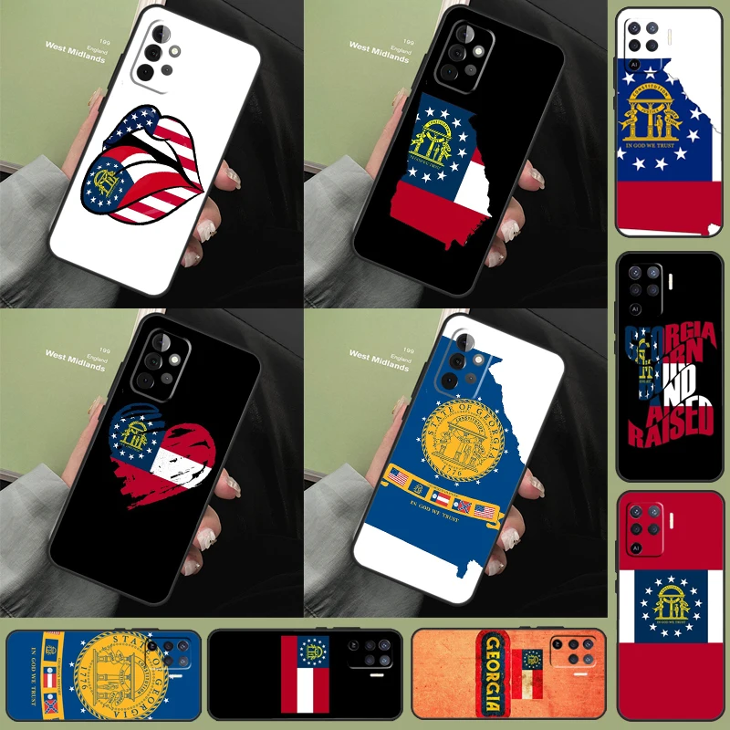 Georgia State Flag Case For Samsung Galaxy A55 A06 A05 A36 A26 A16 A54 A34 A14 A22 A32 A52 A35 A15 A53 A13 A56