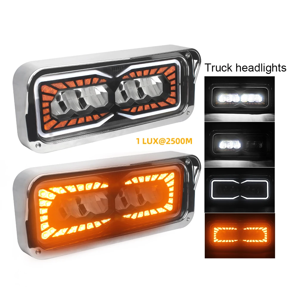 

Amber Turn Light DRL Truck led Driving Light Rectangle Heavy Duty Truck Led Headlight