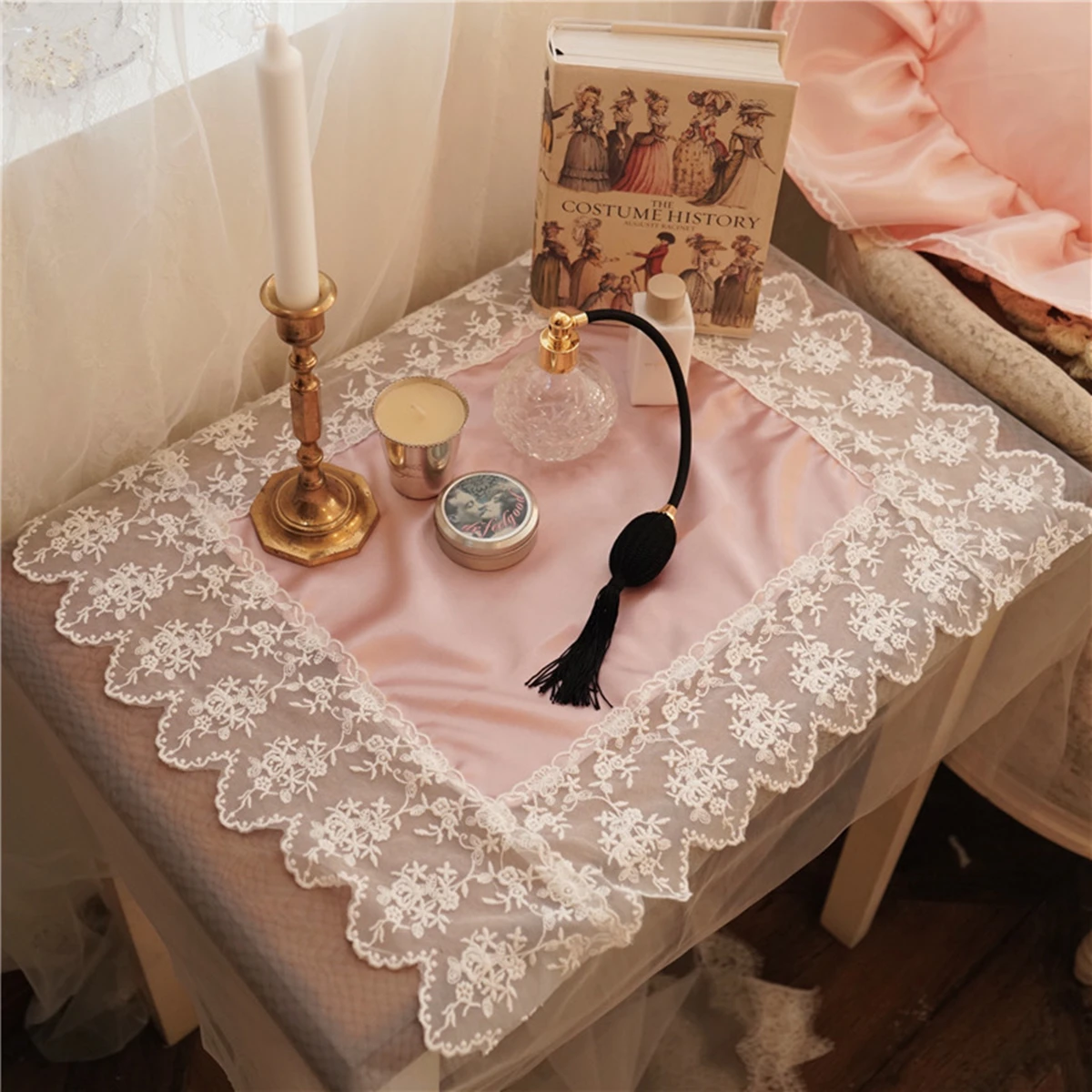 European  Lace Embroidered Coaster Dish Tableware Mat Kitchen Cup Placemat Dinner Table Decor Mat Cloth Coffee Drink Pad