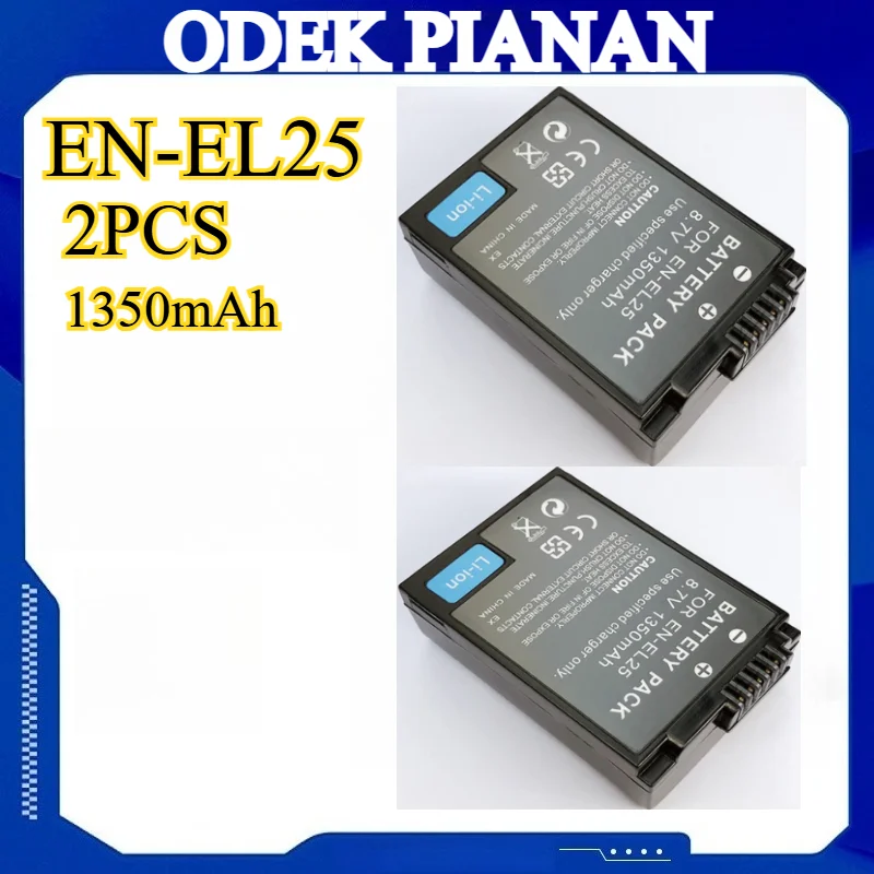 

2 шт. EN-EL25 сменный аккумулятор для беззеркальной камеры Nikon Z50, 1350 мАч, высокая емкость, полностью декодированный, долговечный источник питания