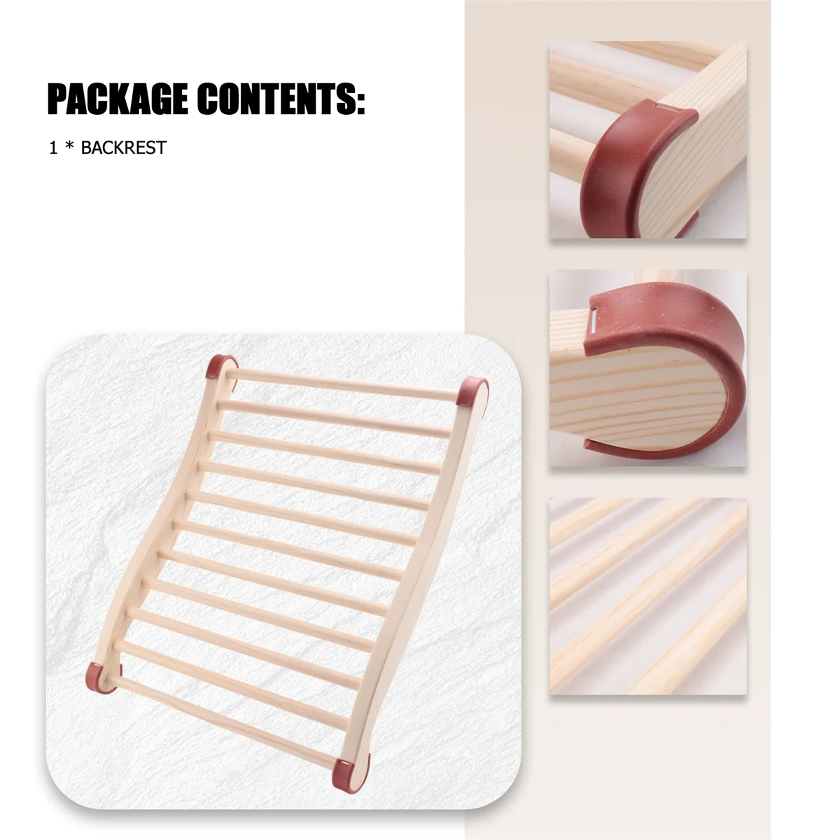 Sandaran Sauna, sandaran Sauna kayu, sandaran lengan bentuk S ergonomis, cocok untuk pemulihan Sauna, kesehatan dan relaksasi