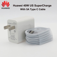 Huawei 40W Original 10V 4A Super charge US Plug Fast 5A Type C Cable for Mate 20 30 40 50 Pro P50 P40 P30 Pro Honor 20 30 V30