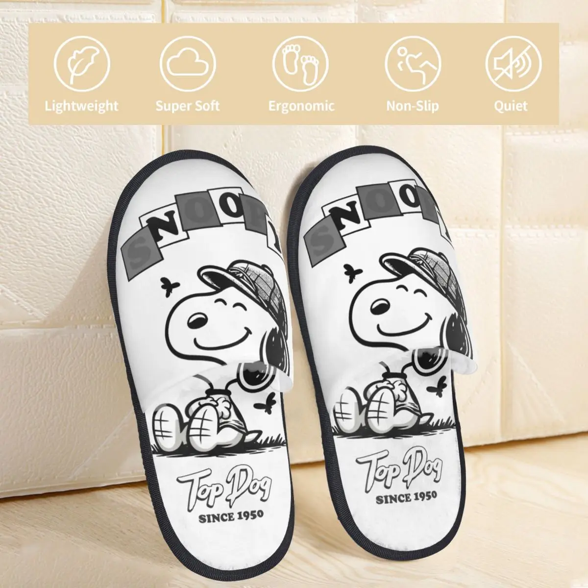 Snoopy Peanuts Winter Cotton House Slippers Living Room Cozy Household Fur Slippers Slides Non Slip