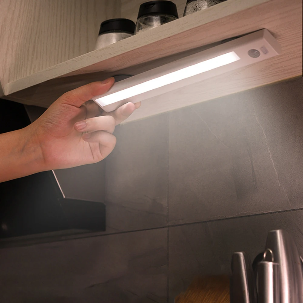 

LEDs Closet Light Motion Sensor 3000-6500K Battery Operated Night Lamp for Kitchens Bathrooms Wardrobe Hallway Wall Light