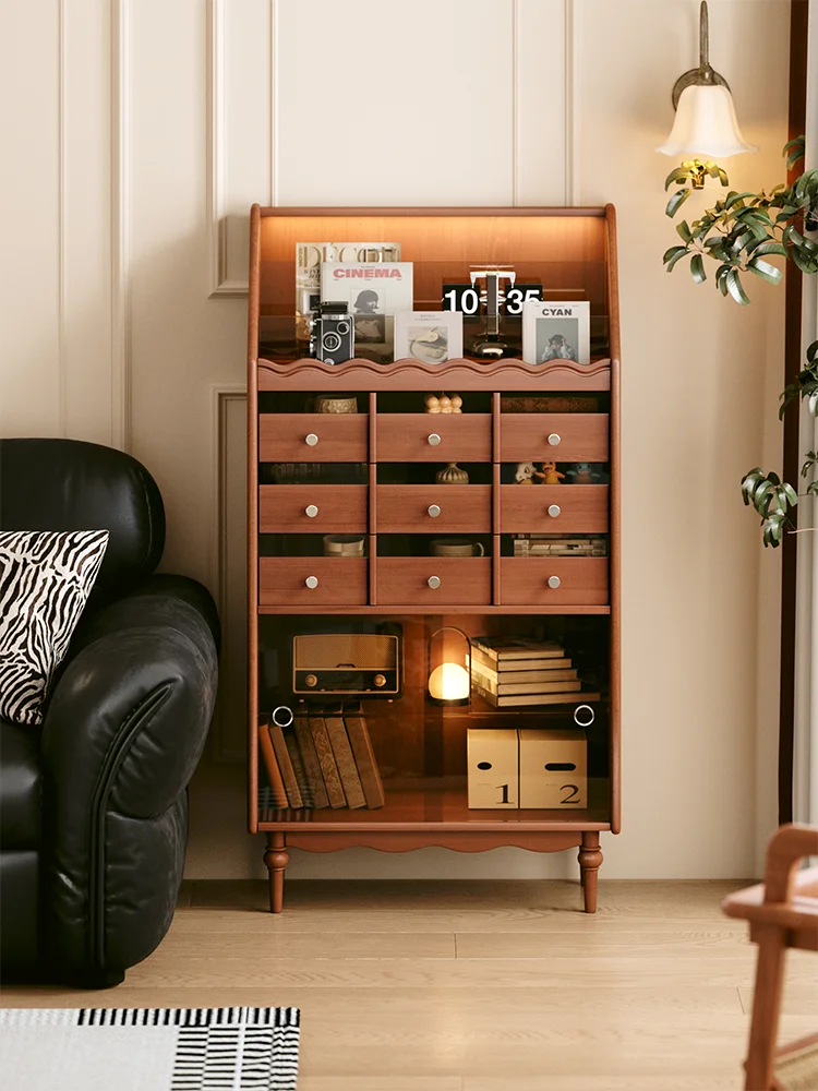 

French Bedroom Mid-Ancient Solid Wood Nine Bucket Storage Cabinet Living Room Storage Cabinet Design Locker