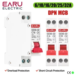 DZ30-32 DPN 1P+N Mini Circuit Breaker MCB 6A 10A 16A 20A 25A 32A Din Rail Mounting Cutout Miniature Household Air Switch OEM DIY