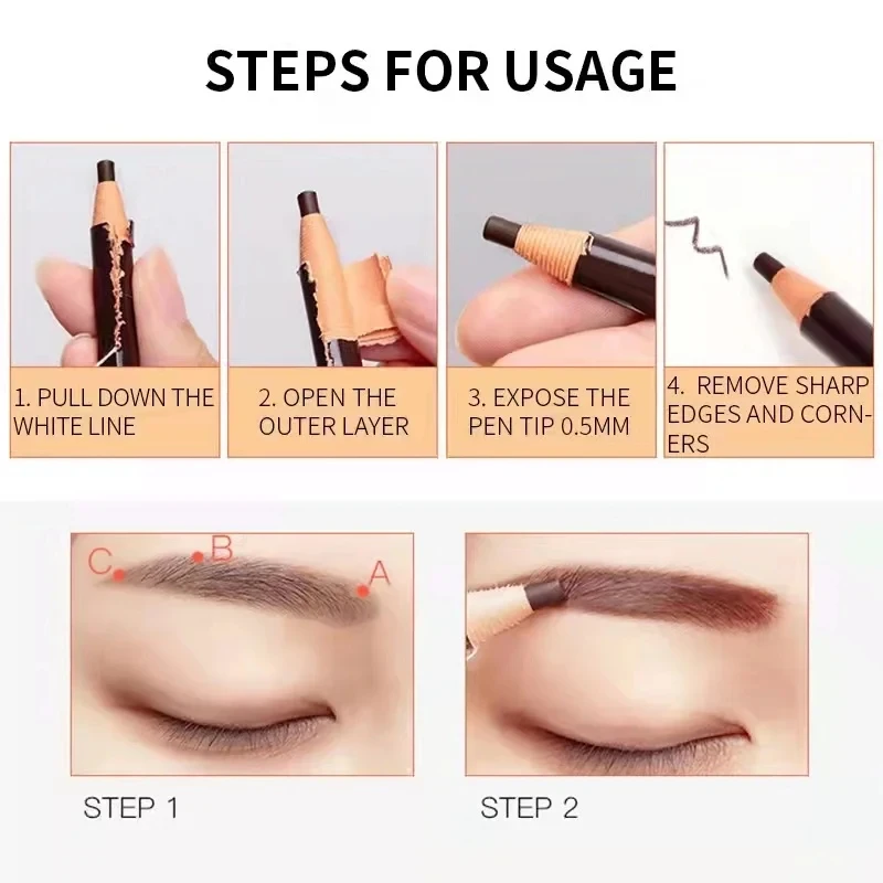 Eyebrow Drawstring Pen Waterproof Art Tint Permanent Eye Brow Definer Enhancers Pencil Tattoo Natural Professional Makeup Tools