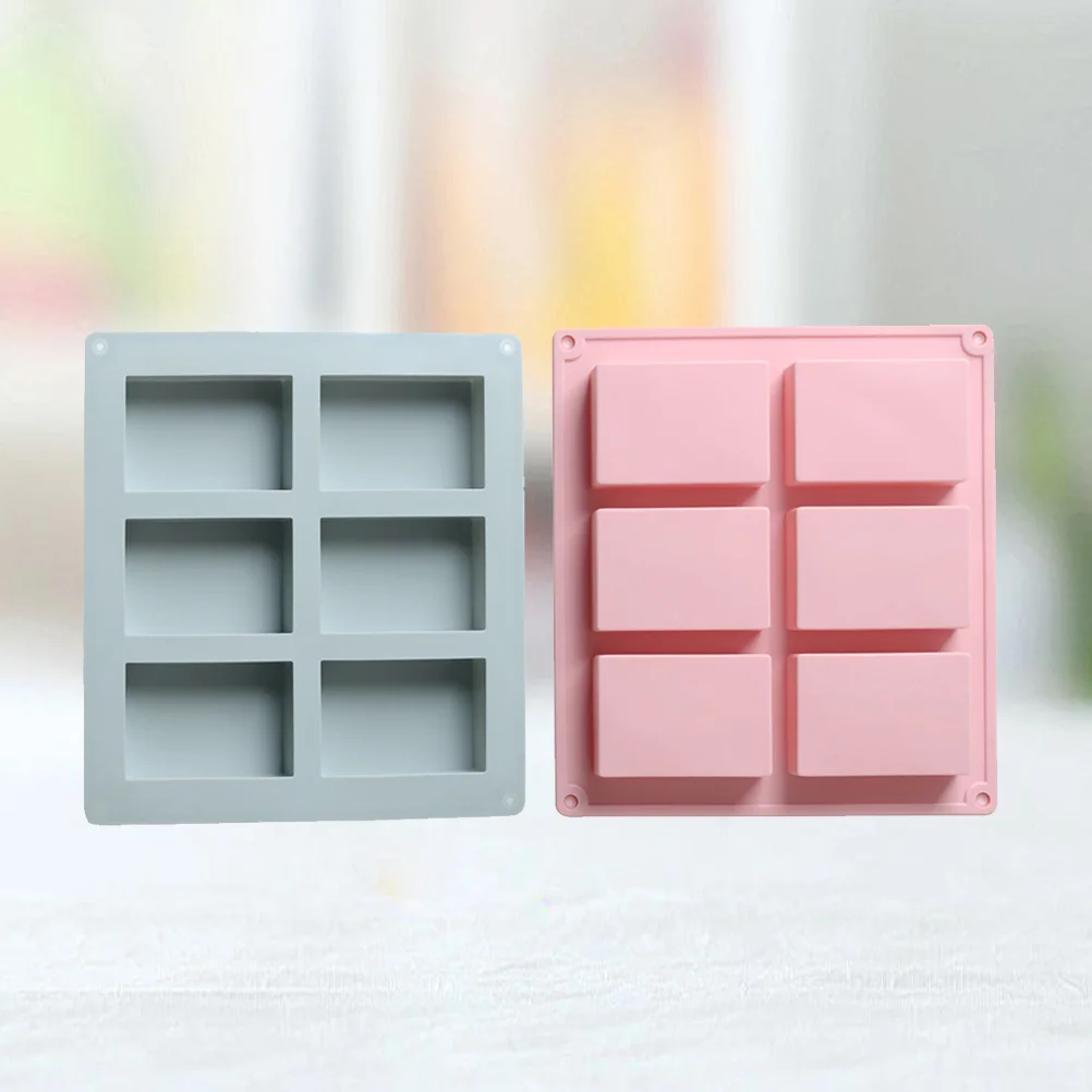 2pcs Soap Mould 6 Cavities Soap Silicone Mold DIY Tool Soap Cake Making Supplies (Blue and Pink) soap mold