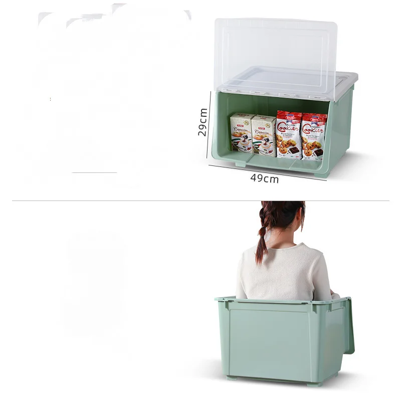 Household Storage Box Children Flip Storage Basket Front Open Transparent Toy Storage Box Living Room Snack Doll Storage Cabinet