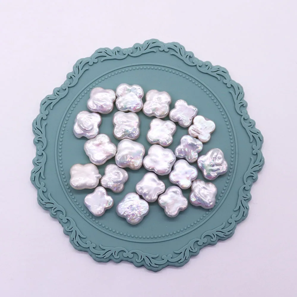 

Natural Freshwater Pearl Four-leaf Clover Shape Beads 12x12mm White Nonporous Loose Bead Handmade Jewelry Accessory 1pc/pack