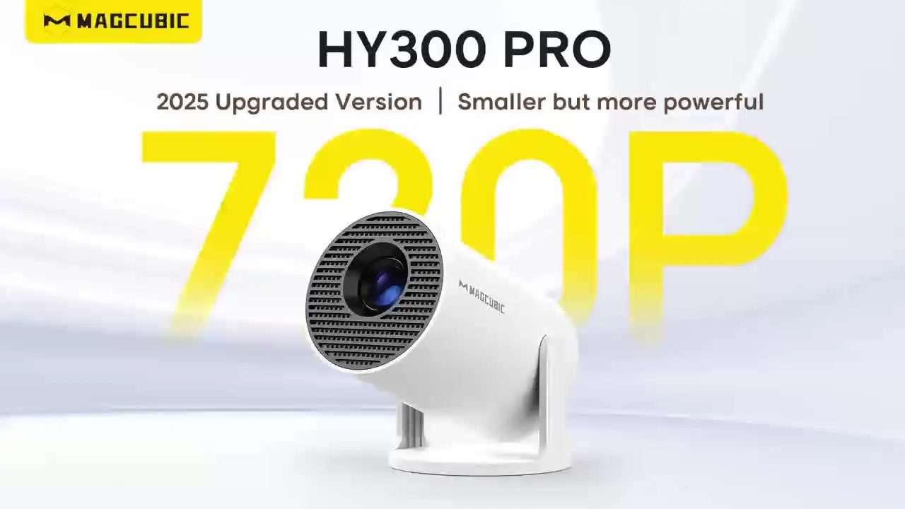 Magcubic Projector Android 14 8K 1280*720P HY300 Pro + Dual Wifi 290ANSI 180°flexible BT5.0 Cinema Outdoor Portable Projector