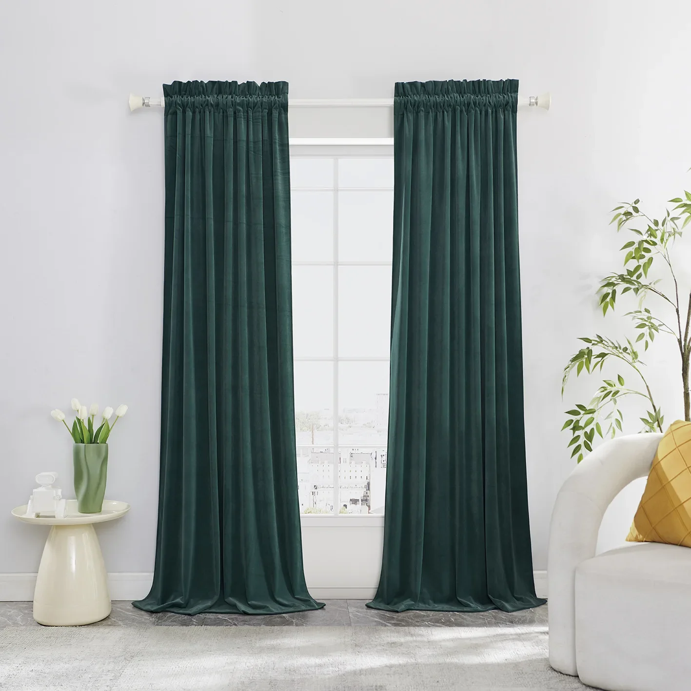 

Velvet Curtains Blackout Luxury Olive Green Thermal Insulated Curtain for Bedroom Window Living Room Darkening Vintage Drapes